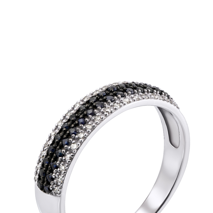 Золотое кольцо с сапфирами и бриллиантами. Артикул 53317/0.8Sб сап