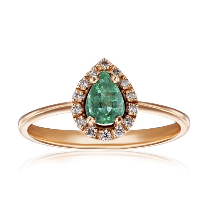 Золота каблучка зі смарагдом і діамантами. Артикул 53334/01/1/8213 (53334/1см)