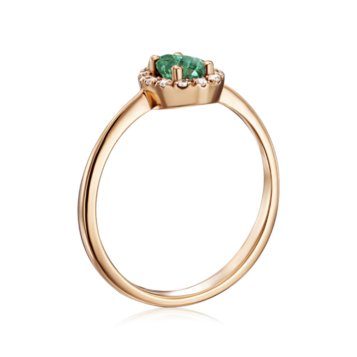 Золота каблучка зі смарагдом і діамантами. Артикул 53334/01/1/8213 (53334/1см)