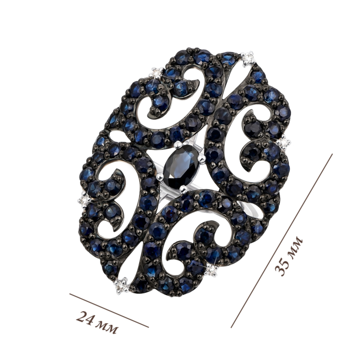 Золотое кольцо с бриллиантами и сапфирами. Артикул 53389/1.25б сап