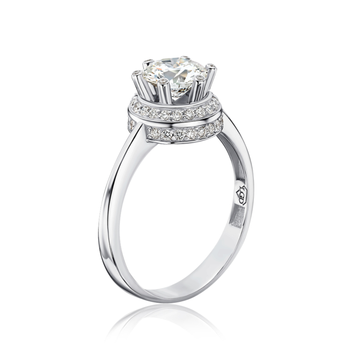 Золотое кольцо с экобриллиантами. Артикул 53393-L/02/1/11925