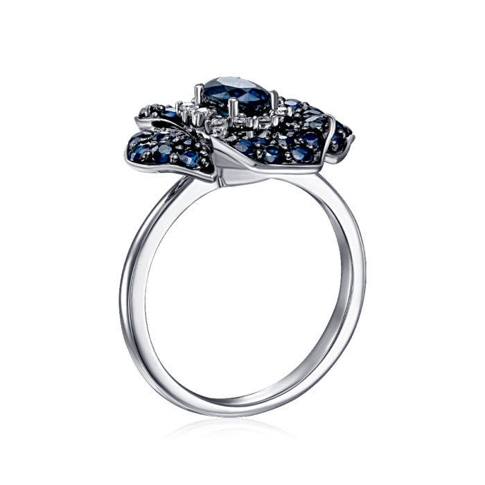 Золотое кольцо с сапфиром и бриллиантами (53413/02/1/8500)