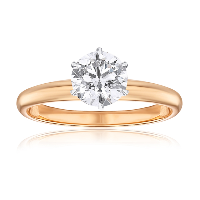 Золотое кольцо с экобриллиантом. Артикул 53435-L/14/1/11923