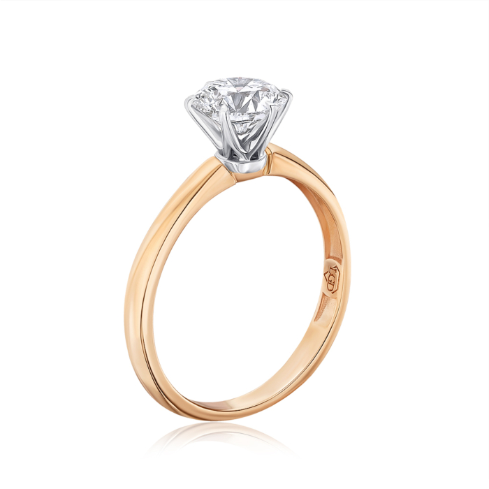 Золотое кольцо с экобриллиантом. Артикул 53435-L/14/1/11923