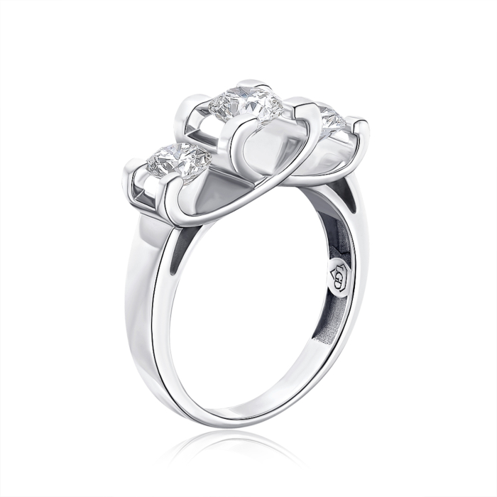 Золотое кольцо с экобриллиантами. Артикул 53471-L/02/1/11910