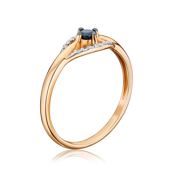 Золотое кольцо с сапфиром и бриллиантами 53480/01/1/8062
