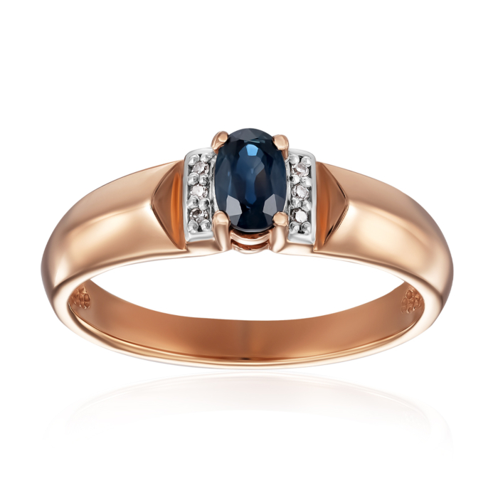 Золотое кольцо с сапфиром и бриллиантами. Артикул 53482/01/1/8051