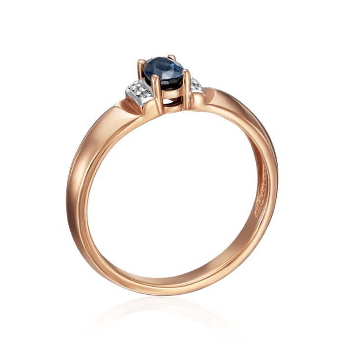 Золотое кольцо с сапфиром и бриллиантами. Артикул 53482/01/1/8051