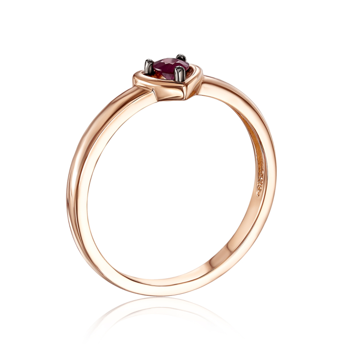 Золота каблучка «Серце» з рубіном. Артикул 53483/01/1/8009