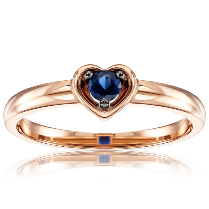 Золота каблучка «Серце» з сапфіром. Артикул 53483/01/1/8053