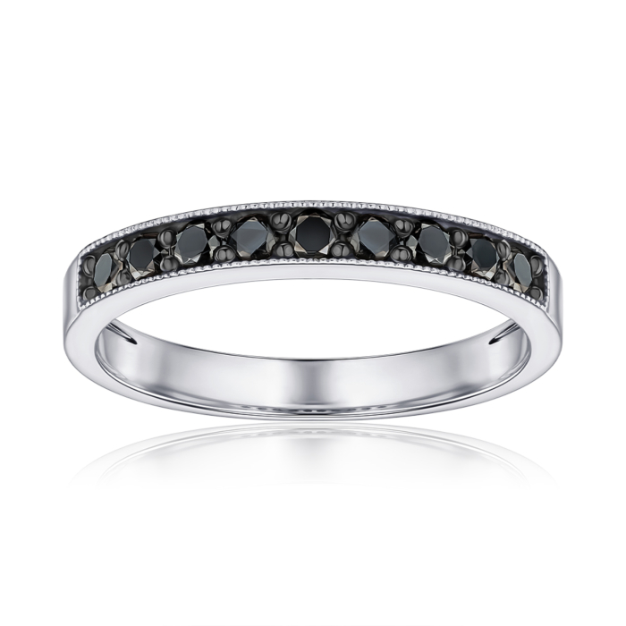 Золотое кольцо с черными бриллиантами. Артикул 53485/02/1/8265