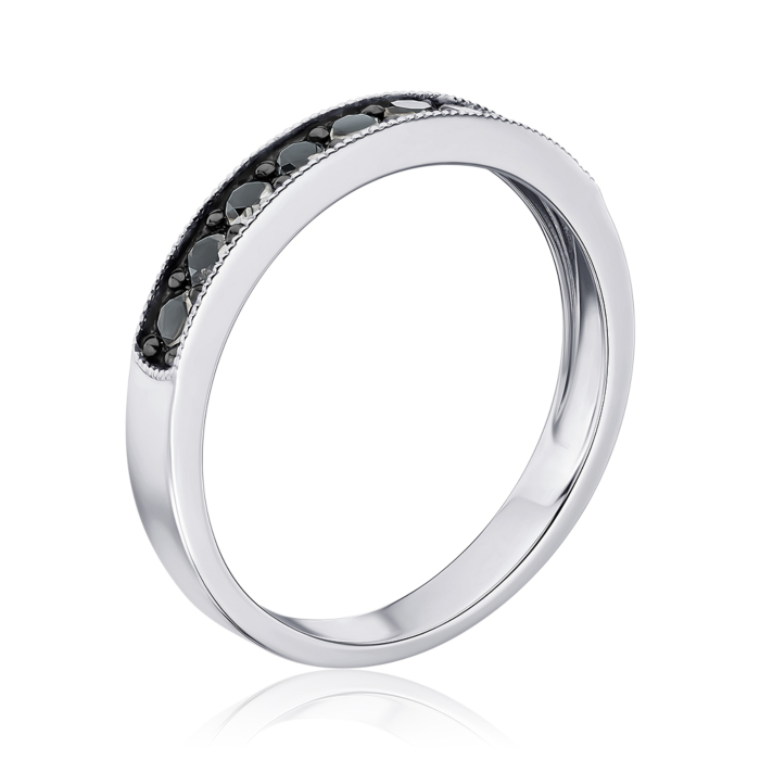 Золотое кольцо с черными бриллиантами. Артикул 53485/02/1/8265