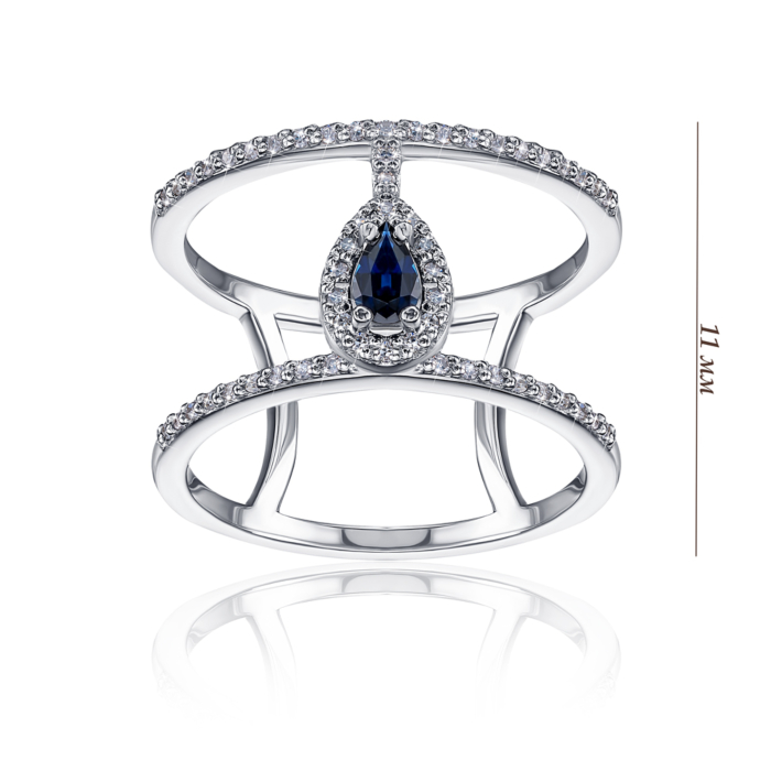 Золотое кольцо с сапфиром и бриллиантами. Артикул 53488/02/1/9646