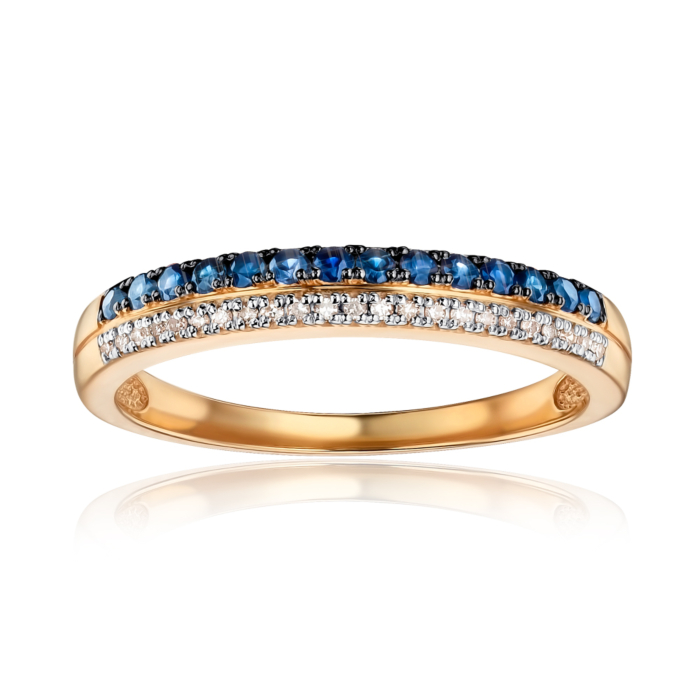 Золота каблучка з сапфірами та діамантами 53506/01/1/8291