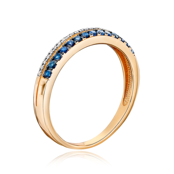 Золота каблучка з сапфірами та діамантами 53506/01/1/8291