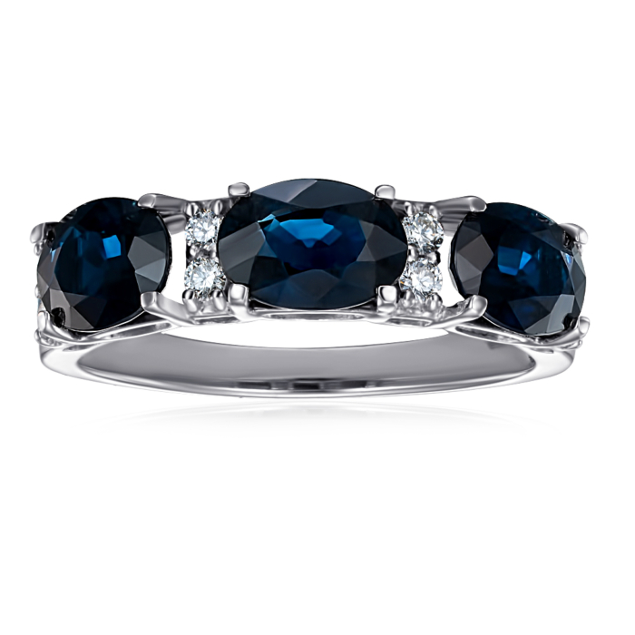 Золота каблучка з сапфірами та діамантами. Артикул 53515/02/1/8503