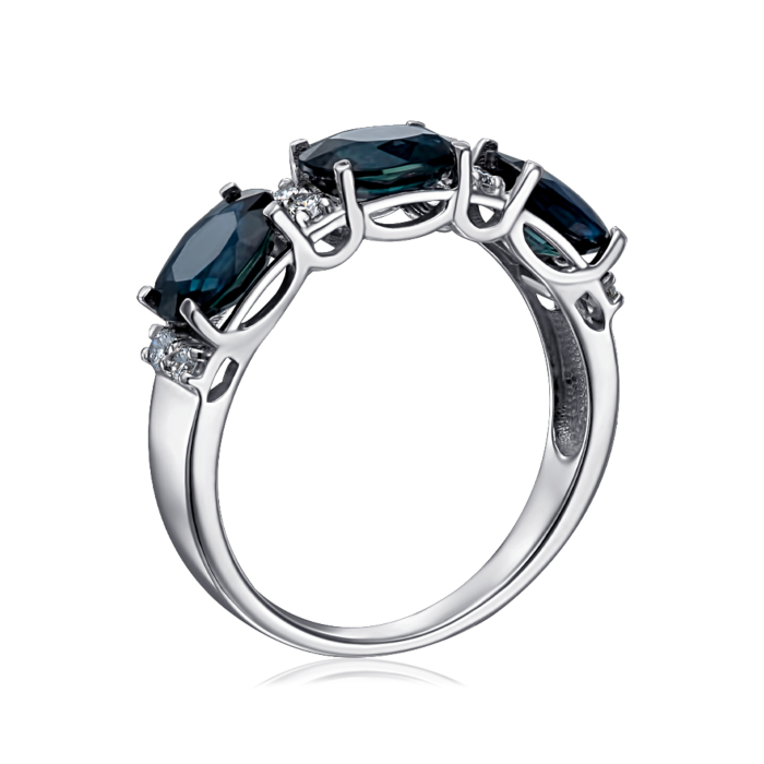 Золота каблучка з сапфірами та діамантами. Артикул 53515/02/1/8503