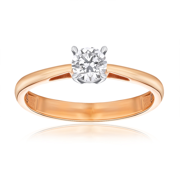 Золотое кольцо с экобриллиантом. Артикул 53518-L/14/1/11899