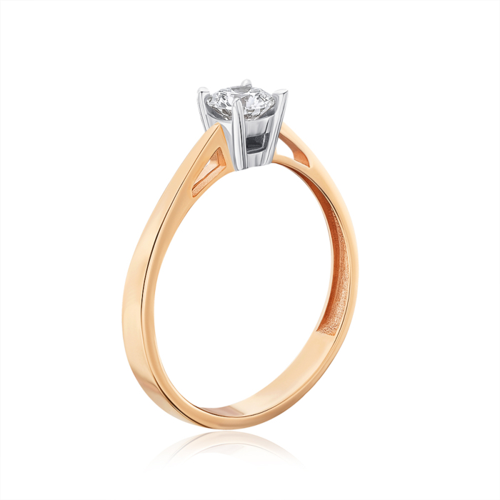 Золотое кольцо с экобриллиантом. Артикул 53518-L/14/1/11899