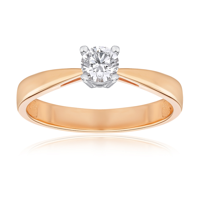 Золотое кольцо с экобриллиантом. Артикул 53537-L/14/1/11899