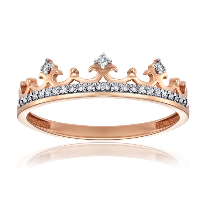 Золота каблучка Корона з діамантами. Артикул 53556/01/1/8274