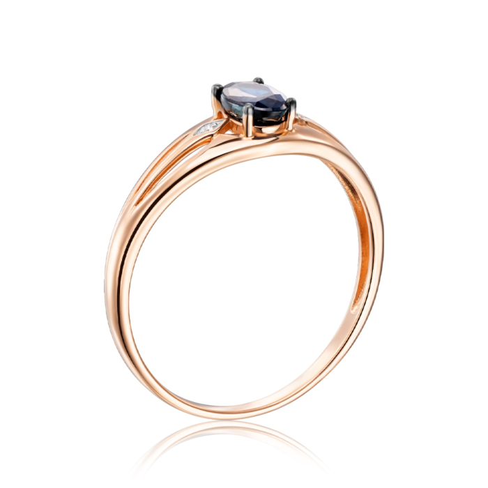 Золота каблучка з діамантами і сапфіром. Артикул 53577/01/1/8121