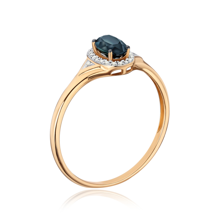 Кольцо из красного золота с сапфиром и бриллиантами 53583/01/1/10362