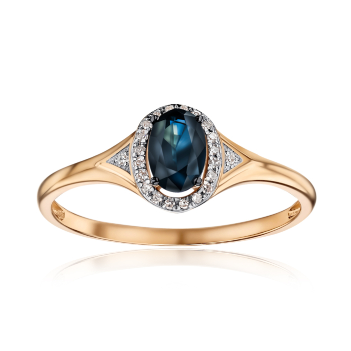 Кольцо из красного золота с сапфиром и бриллиантами 53583/01/1/10362