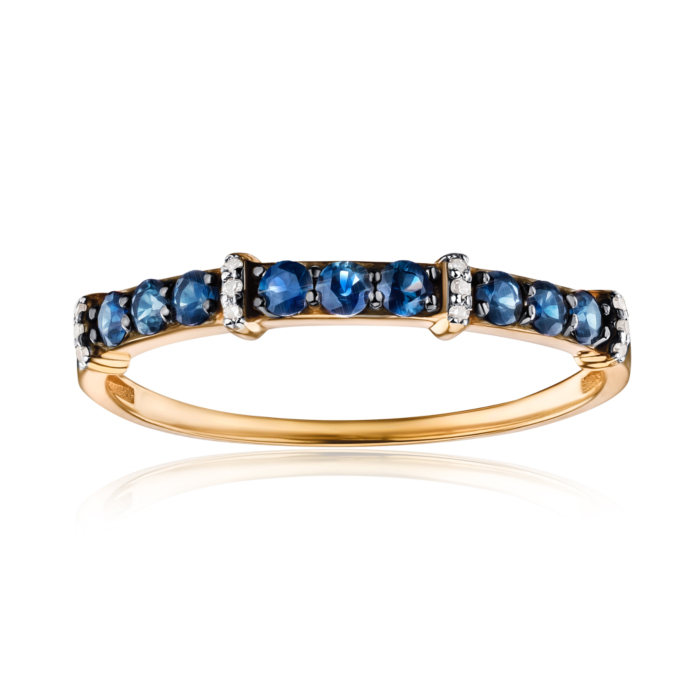 Золота каблучка з сапфірами та діамантами 53585/01/1/10380