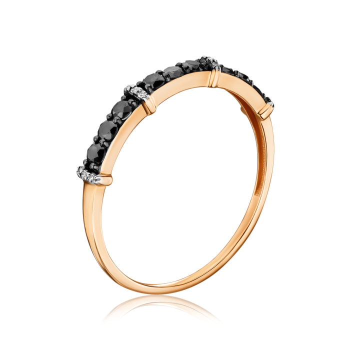 Золота каблучка з чорними та білими діамантами 53585/01/1/11838