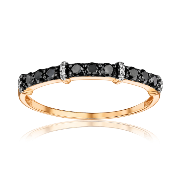 Золота каблучка з чорними та білими діамантами 53585/01/1/11838