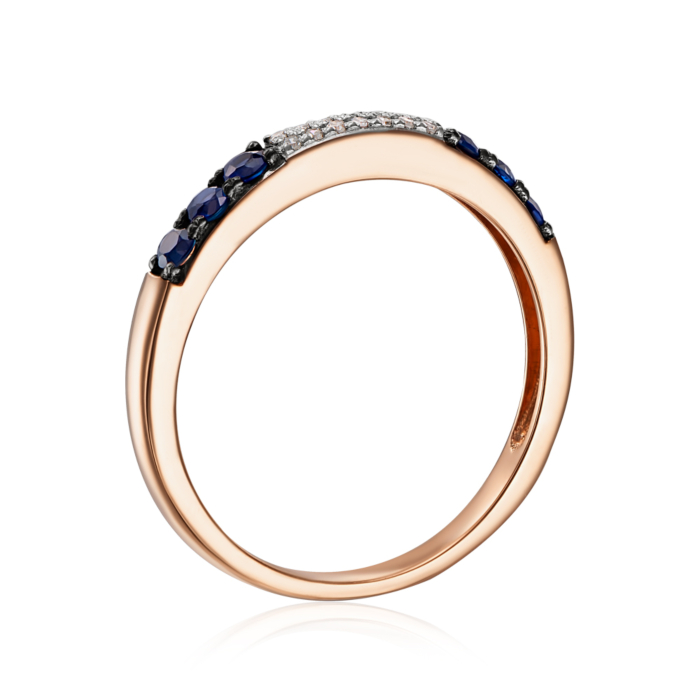 Золота каблучка з діамантами і сапфірами. Артикул 53586/01/1/8120