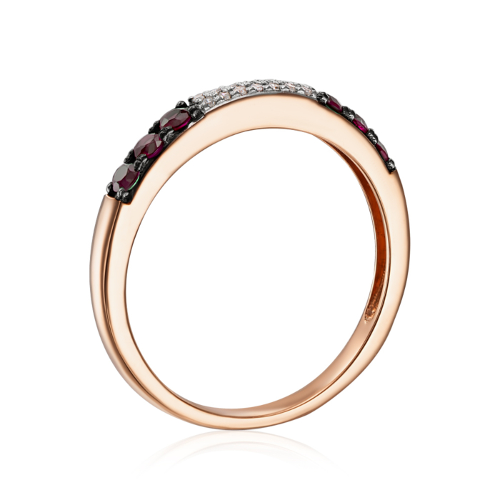 Золотое кольцо с рубинами и бриллиантами. Артикул 53586/01/1/8141