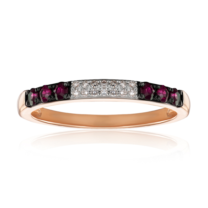 Золотое кольцо с рубинами и бриллиантами. Артикул 53586/01/1/8141
