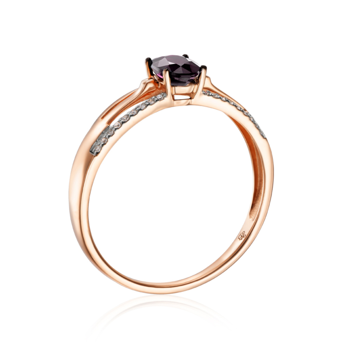 Золота каблучка з рубіном та діамантами. Артикул 53607/01/1/10602