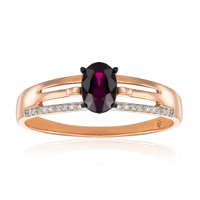 Золота каблучка з рубіном та діамантами. Артикул 53607/01/1/10602