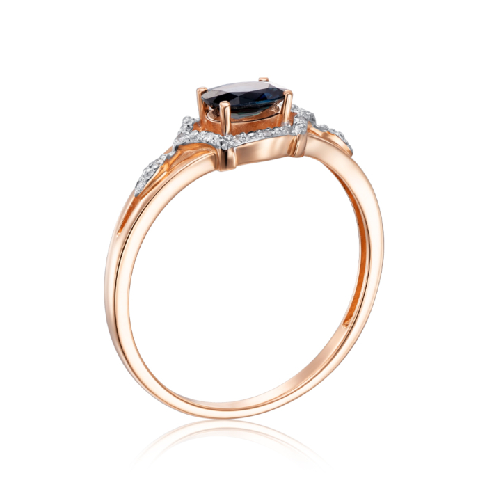 Золота каблучка з діамантами і сапфіром. Артикул 53623/01/1/8121