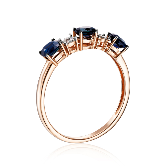Золота каблучка з діамантами і сапфірами. Артикул 53632/01/1/10434