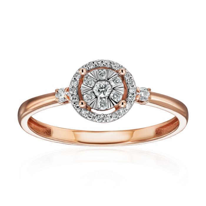 Золота каблучка з діамантами. Артикул 53683/14/1/11322