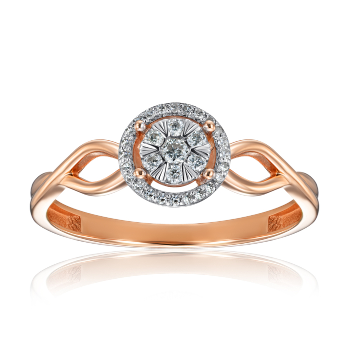 Золота каблучка з діамантами. Артикул 53686/14/1/11333