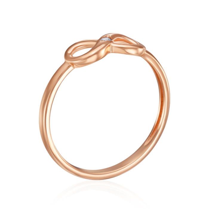Золота каблучка Безкінечність з діамантом. Артикул 53696/01/0/8566