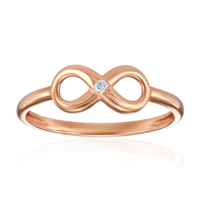 Золота каблучка Безкінечність з діамантом. Артикул 53696/01/0/8566