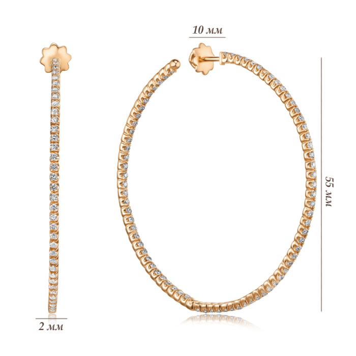 Золотые серьги-конго с бриллиантами 53704/01/0/8566