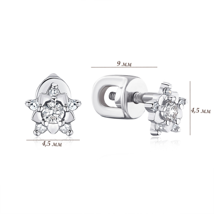 Золотые серьги-пуссеты с бриллиантами 53705/02/1/10242