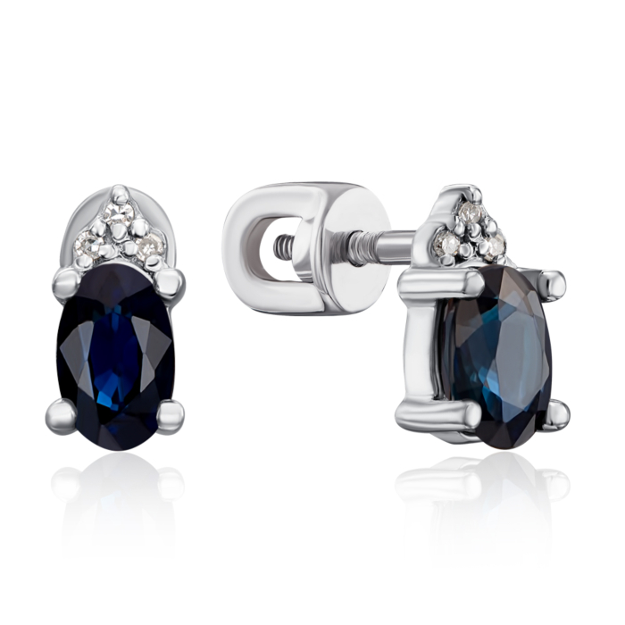 Золоті пусети з сапфіром і діамантами. Артикул 53718/02/1/8051