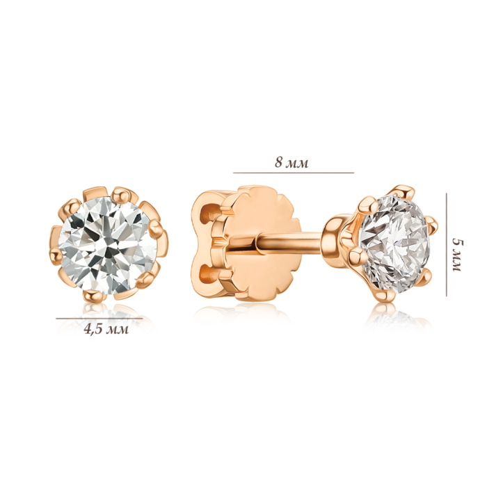 Золоті сережки-пусети з діамантом 53723/01/0/9220