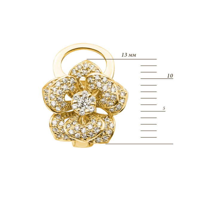 Золоті сережки «Квітка» з діамантами. Артикул 53728/03/0/8068