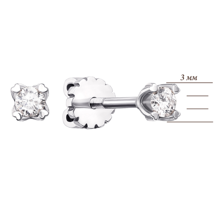 Золотые пуссеты с бриллиантами. Артикул 53732/02/1/8011 (53732/2.5б)