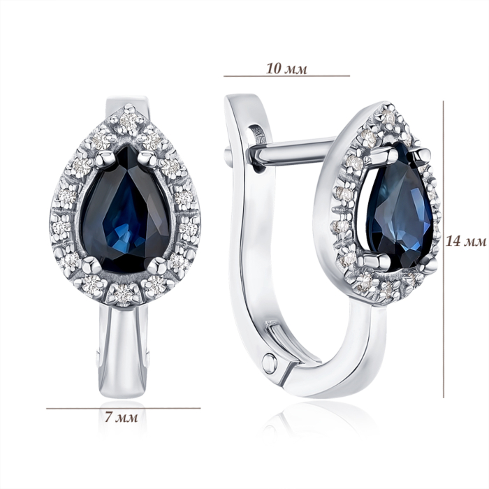 Золоті сережки з сапфіром та діамантами 53749/02/1/11045