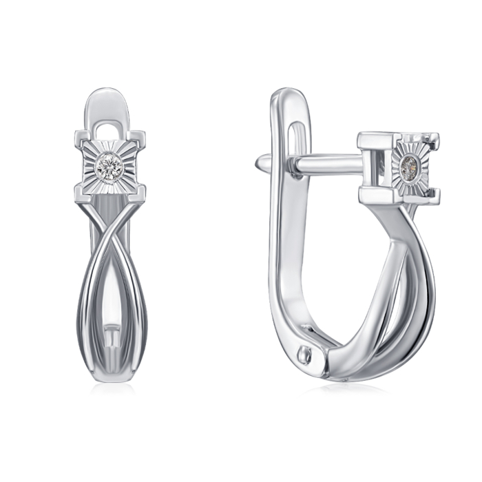 Золоті сережки з діамантами. Артикул 53755/02/3/8582